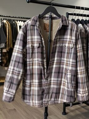Outdoor Life Plaid Sherpa Lined Jacket Flannel Shirt Jacket Men’s M